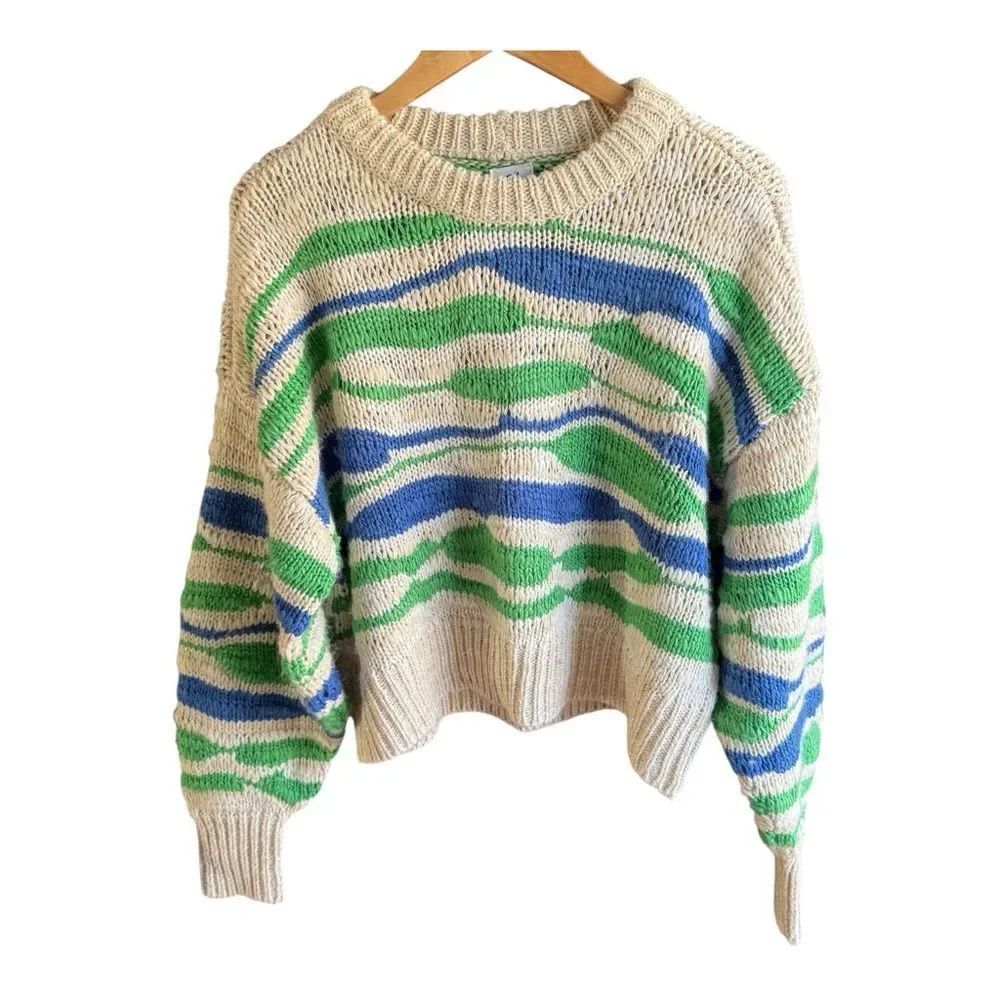 Aerie Striped Green and Blue Women's Sweater
